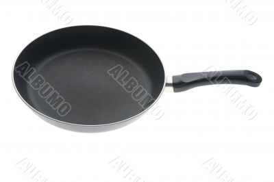 Black griddle close up on white