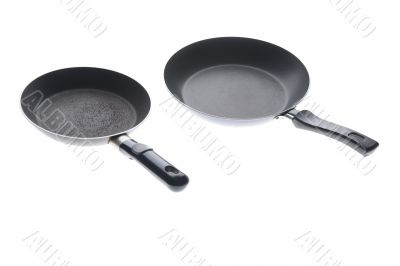 Black griddle closeup on white