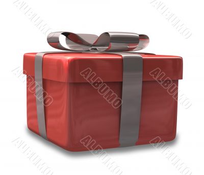 wrapped white and red gift - 3D made