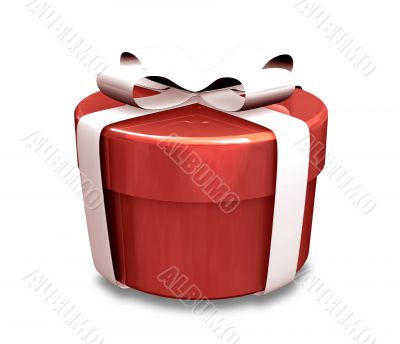 wrapped white and red gift - 3D made