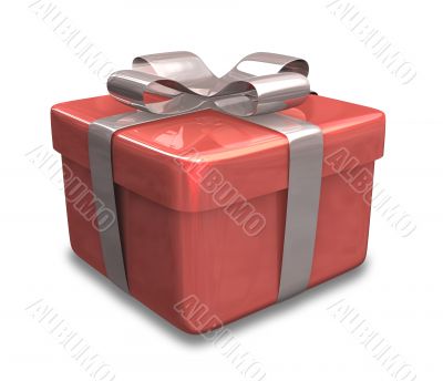 wrapped white and red gift - 3D made