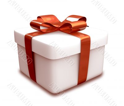 wrapped white and red gift - 3D made