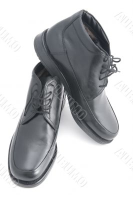 man shoes closeup on white