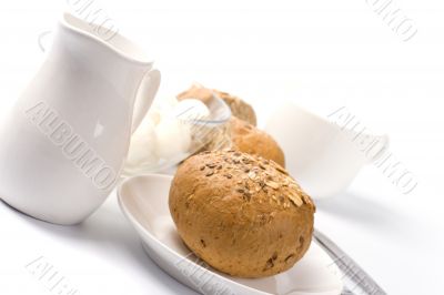 bread, milk and mozzarella