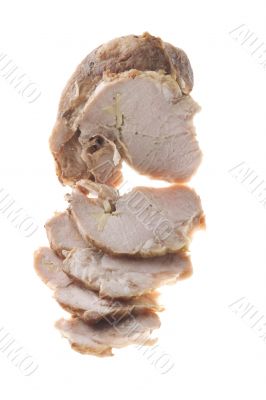 cold boiled pork on white baxkgroung