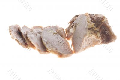 cold boiled pork on white