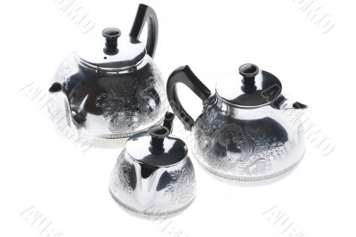 Three metal teapot
