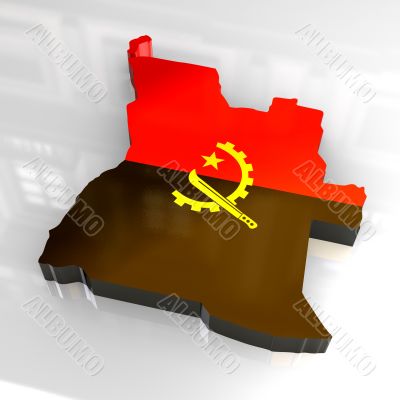 3d flag map of angola