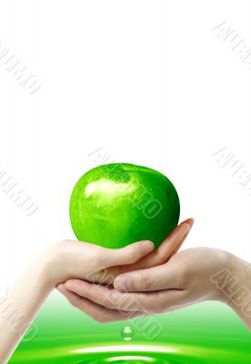 Hands and an apple