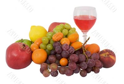 Bright still life with wine