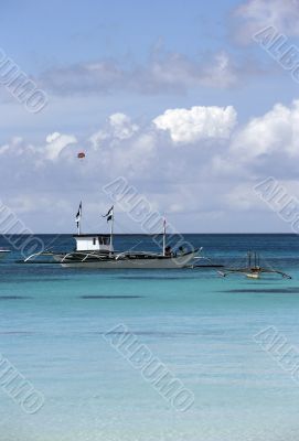 Lonely boats at ocean