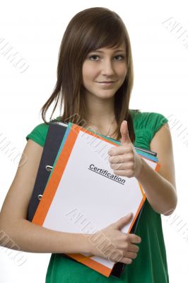 Female student with briefcase Certification