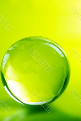 Green glass globe