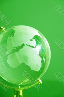 Green glass globe