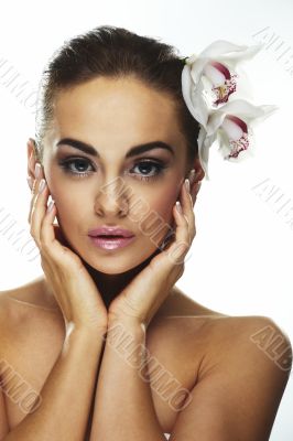 Sexy young woman with flowers