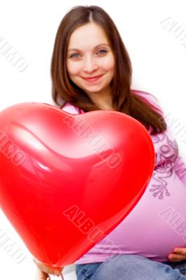 Pregnant woman and balloon