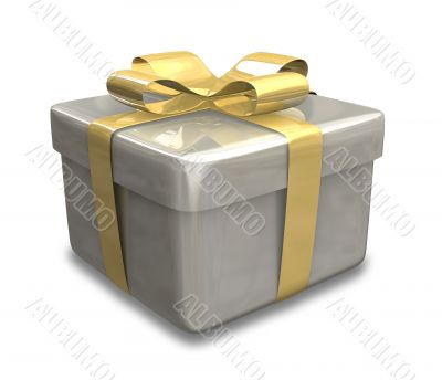 wrapped white and gold gift - 3D made