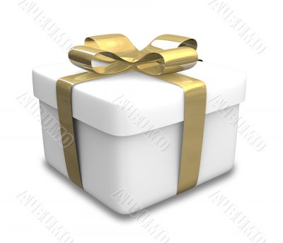wrapped white and gold gift - 3D made