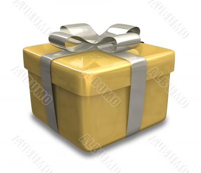 wrapped white and gold gift - 3D made