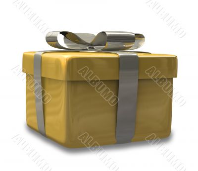 wrapped white and gold gift - 3D made