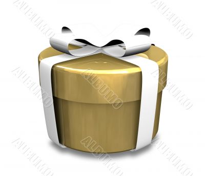wrapped white and gold gift - 3D made