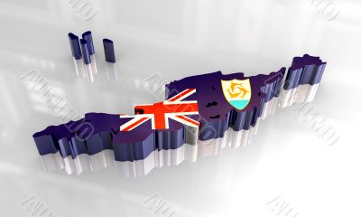 3d flag map of anguilla