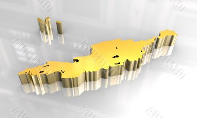 3d golden map of anguilla
