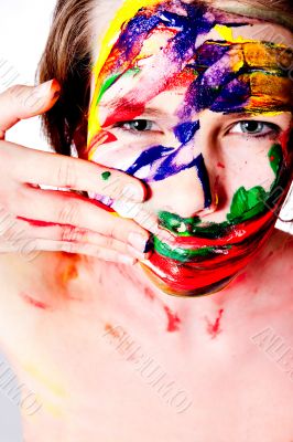 Making a mess of myself with wet paint.