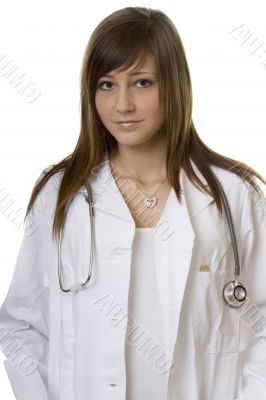 young woman doctor with stethoscope
