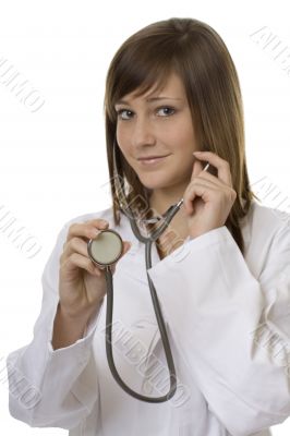 young woman doctor with stethoscope