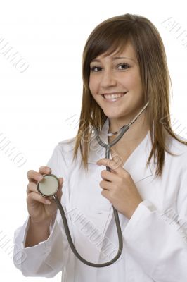 young woman doctor with stethoscope