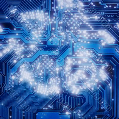 Industrial electronic dark blue background