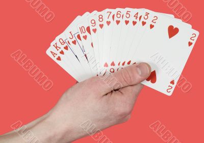Playing cards on hand