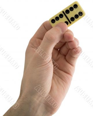 Bone dominoes on hand