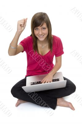  lucky teenagers with laptop