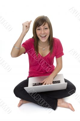  lucky teenagers with laptop