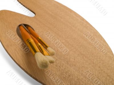 Paint brushes on palette