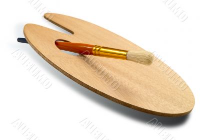 Paint brushes on palette