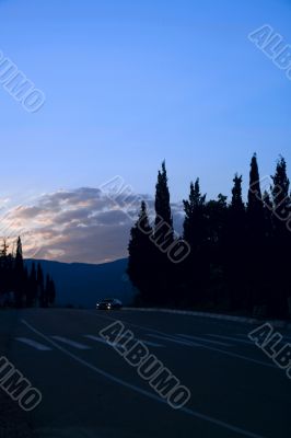 nighttime on the mountain road