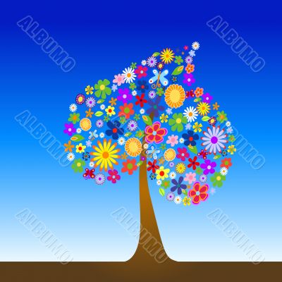 Colorful tree with flowers