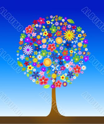 Colorful tree with flowers