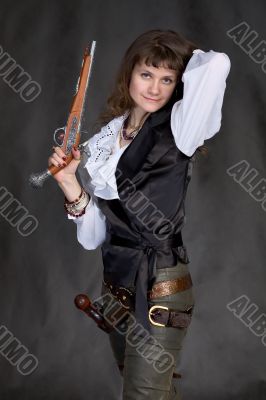 Girl - pirate with two pistols