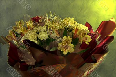  bouquet, flowerses, background, blue, stalk