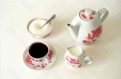 Coffee with milk and sugar