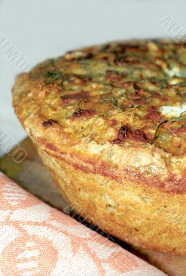 Feta cheese bread closeup