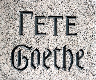 Lettering on the granitic surface