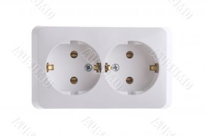 Electric socket on white background