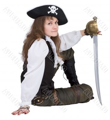 Pirate - young woman with pirate hat and rapier