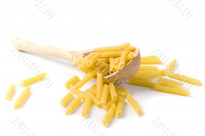 macaroni in wooden spoon