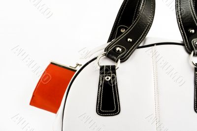 Handbag with red wallet